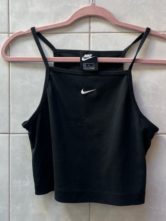 Nike Tops - Nike Black Slim Spaghetti-Strap Cropped Camisole with White Swoosh
